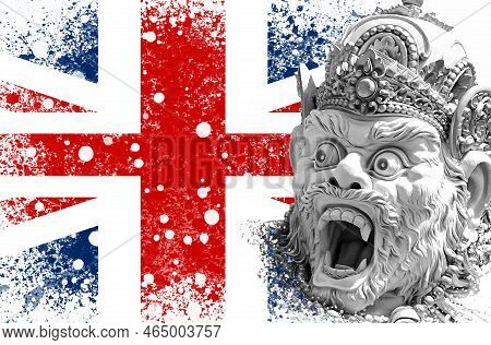 A New Outbreak Of Viral Infection At Uk, Monkey Pox. Head Of Statue God Monkey Hanuman At British Fl