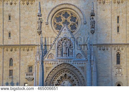 Facade Detail Of Zagreb Cathedral, A Roman Catholic Cathedral-church In Gothic Style, Dedicated To T