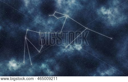 Aquarius Star Constellation, Night Sky, Constellation Lines Water Bearer, Water Carrier