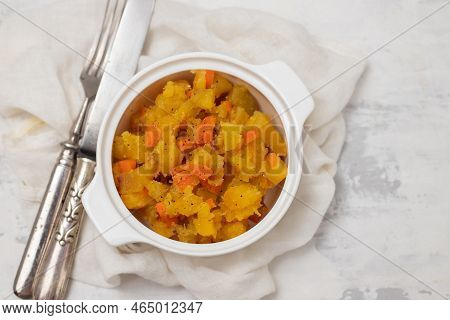 Fresh Mixed Vegetables On White Bowl On Gray Ceramic