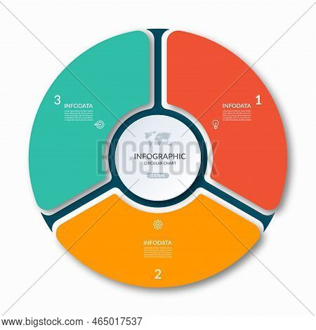 Infographic Circle With 3 Options, Parts. 3-step Vector Template For ...