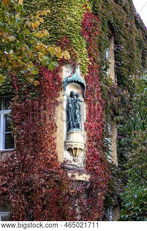 Autumn View Of A House At Joseph Square Located In Maxvorstadt, Munich, Bavaria, Germany.