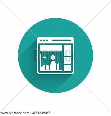 White Website With Stocks Market Growth Graphs And Money Icon Isolated With Long Shadow. Monitor Wit