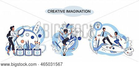 Creative Mind, Imagination Or Brainstorm Or Originative Idea Concept. Creative Imagination. Phantasy