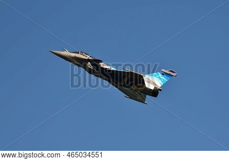 Gdynia, Poland - August 21, 2021: Flight Of The French Air Force Dassault Rafale Fighter Plane At Th
