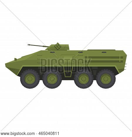 Armored Personnel Carrier Apc Green Military Vehicle Side View Vector Flat Illustration Bmp