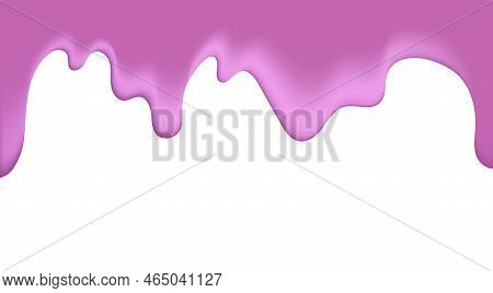 Vector Illustration With Dripping Pink Glaze. Abstract 3d Food Background, Border Of Hot Chocolat Te