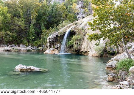 Water Cascading Over Rocks Into A Natural Pool At Turner Falls In Oklahoma, Beautiful Nature, Water 