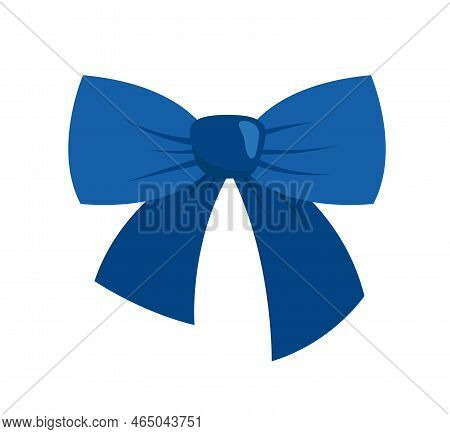 Blue Baw Of Ribbon. Baw. Cartoon, Flat, Vector