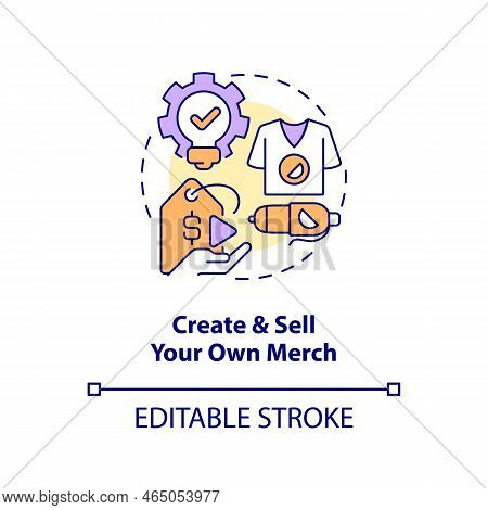 Create And Sell Merch Concept Icon. Online Streamer. Making Money With Live Streaming Abstract Idea 