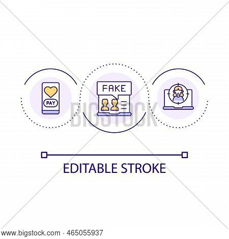 Fake Online Dating Loop Concept Icon. Romance Fraud. Love Scam. Digital Security. Blackmail Abstract