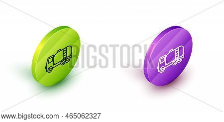 Isometric Line Tanker Truck Icon Isolated On White Background. Petroleum Tanker, Petrol Truck, Ciste