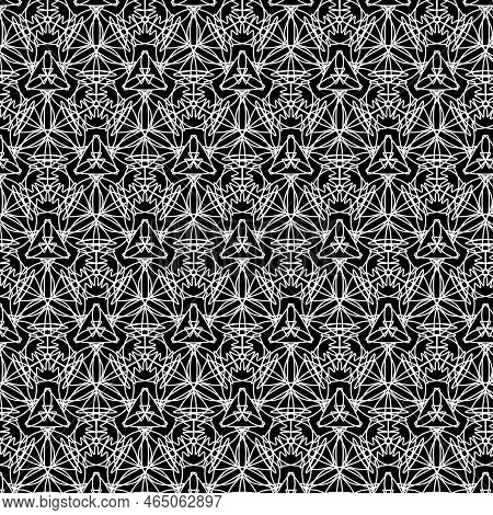 Abstract Geometric Bicolor Linear Lace Fabric Fashion Trend Pattern Simple Geometric Openwork Black 