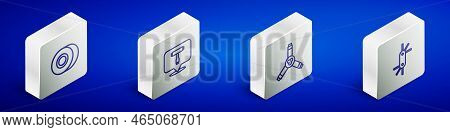 Set Isometric Line Skateboard Wheel, T Tool, Y-tool And Tool Allen Keys Icon. Vector