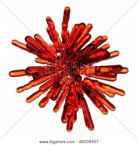 Red Frozen Fluid Columns In Spherical Abstract Shape
