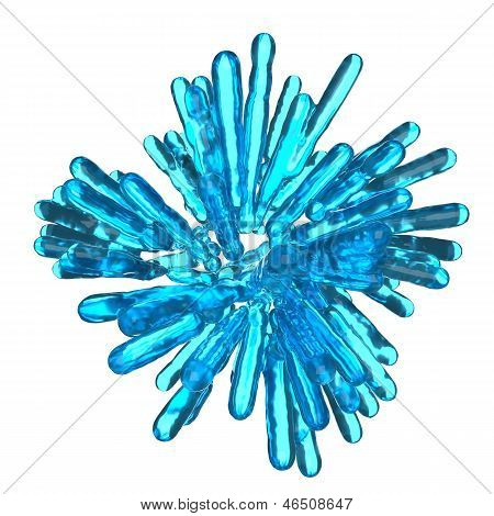 Blue Frozen Fluid Columns In Spherical Abstract Shape Isolated