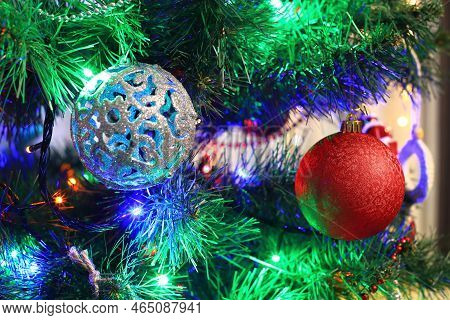 Christmas Decorations Hung On The Christmas Tree