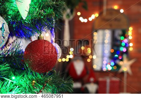 Christmas Decorations Hung On The Christmas Tree