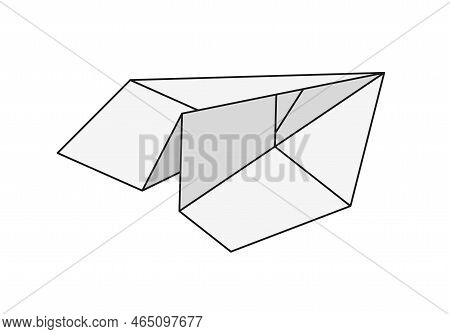 Landed Paper Airplane In Isometric View. The Paper Plane Is Waiting For The Next Flights.