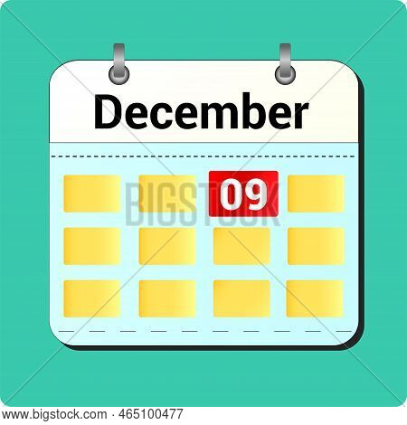 Calendar Vector Drawing, Date December 9 On The Page