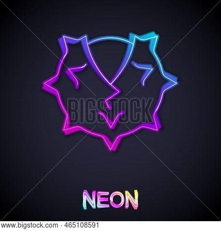 Glowing Neon Line Chestnut Icon Isolated On Black Background. Barbed And Strong Chestnut. Vector