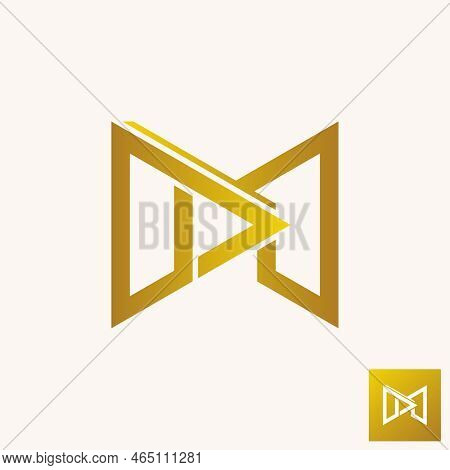 Simple And Unique Letter Or Word M Line Font With Play Sign Image Graphic Icon Logo Design Abstract 