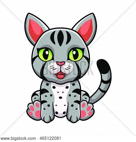 Vector Illustration Of Cute Egyptian Mau Cat Cartoon