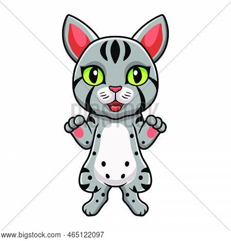 Vector Illustration Of Cute Egyptian Mau Cat Cartoon Standing