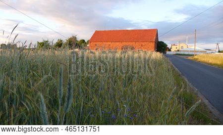 Loneley Village In Poland Grass House Autumn