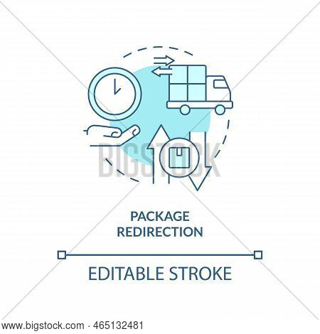 Package Redirection Turquoise Concept Icon. Postal Services Examples Abstract Idea Thin Line Illustr