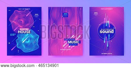 Abstract Dance Poster. Electro Sound Flyer. Techno Music Cover. Vector Dj Background. Futuristic Abs