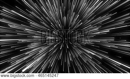 Abstract Hyperspeed Background. Movements Of Big Data Cyberspace. Dynamic Jump Blue Light Lines On T