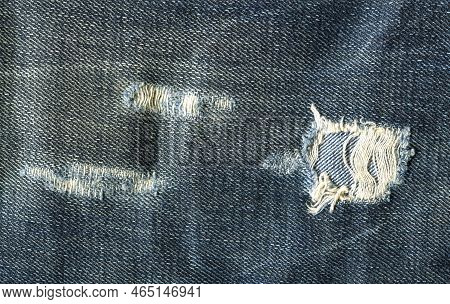 Jeans Fabric Texture. High Quality Stock Photo. The Connection Of The Fibers Of The Fabric.