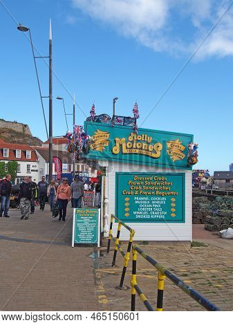 Scarborough, North Yorkshire, United Kingdom - 12 September 2022:molly Molones Seafood Shop On Scarb