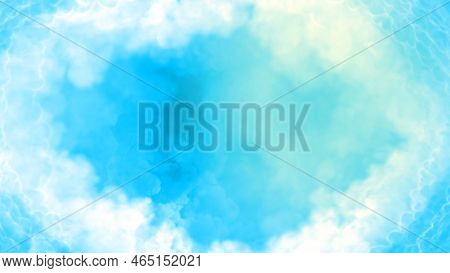 Bright Blue Clouds Tonnel To Heaven Or Paradise, Content Frame - Abstract 3d Rendering