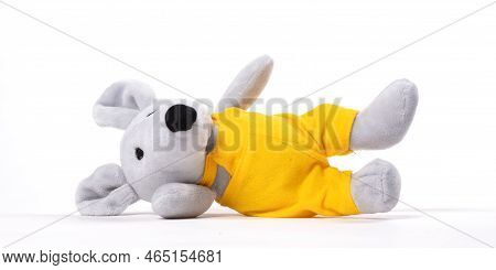 Pluche Toy Mouse, Isolated On A White Background