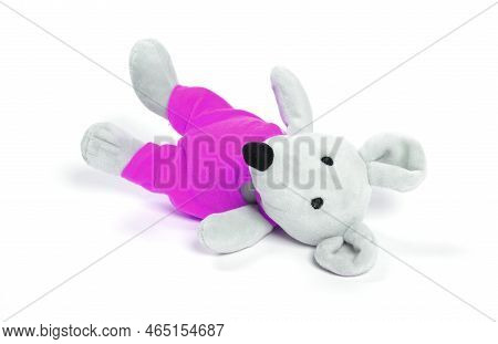 Pluche Toy Mouse, Isolated On A White Background