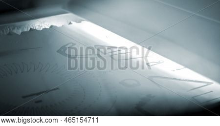 Printing Models On 3d Printer Close-up. High-speed Precision Printing Of Many Objects On 3d Printer 
