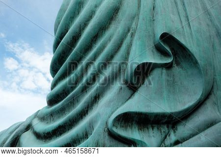 Lampang, Thailand - October 22, 2021: Close Up Robe Of Buddha Image Or Daibutsu At Wat Doi Prachan M