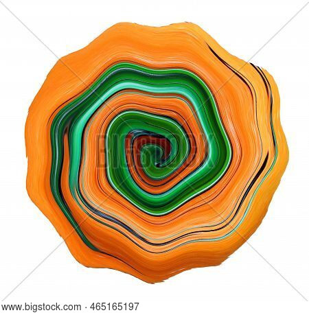 Design Element, Orange Green Circle, Spiral, Swirl, Unusual Transition Of Colors, Ornamental Circle,