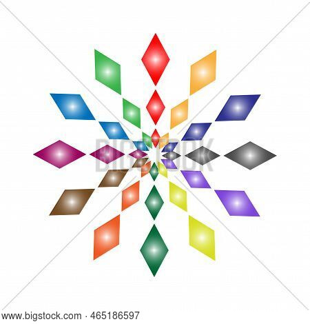 Flower Colored Rhombuses. Geometric Background. Vector Illustration. Stock Image.