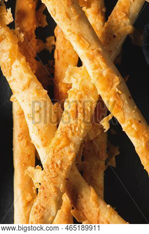 Grissini With Parmesan Cheese, Also Known As Breadsticks, Grissino, Or Dipping Sticks, Are Generally