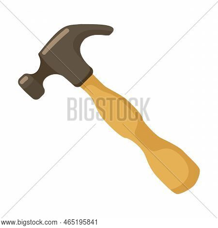 Double Ended Hammer With Nail Puller, Cartoon Illustration. Building Tools Or Service. Trowel, Humme