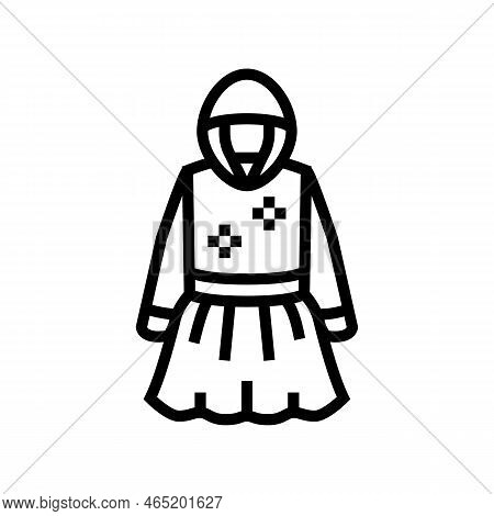 Sweater Dress Tulle Skirt Girl Baby Cloth Line Icon Vector. Sweater Dress Tulle Skirt Girl Baby Clot