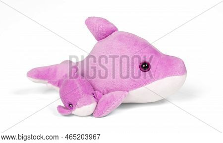 Pliuche Dolphin Toy, Isolated On A White Background
