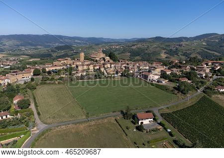 Landscape With Vineyards Near Beaujolais Wine Making Village Val D'oingt, Gateway To Beaujolais Wine