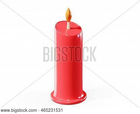 Coper Candelabras With Candles On The White Surface. 3d Render