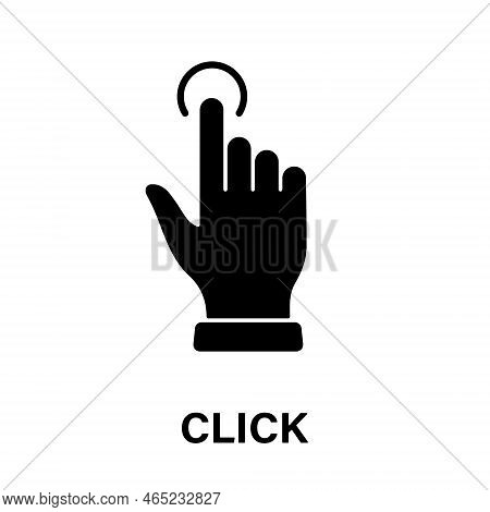 Click Gesture, Hand Cursor Of Computer Mouse Black Silhouette Icon. Pointer Finger Glyph Pictogram. 