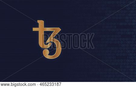 Tezos-xtz Virtual Currency Images. 3d Illustration. Coin Logo.