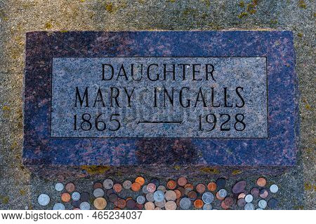 De Smet, Sd, Usa  - September 4 2020: Gravesite Of Mary Ingalls Located In The De Smet Cemetery.